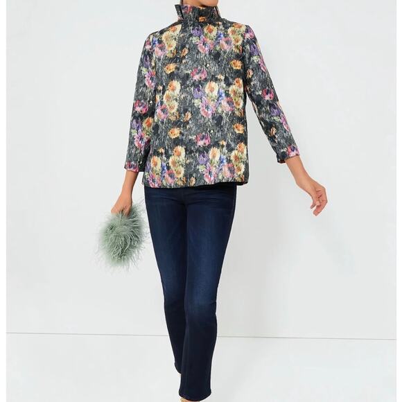 Tuckernuck Midnight Primrose Jacquard Faye Blouse NWT size XXS - Picture 3 of 7